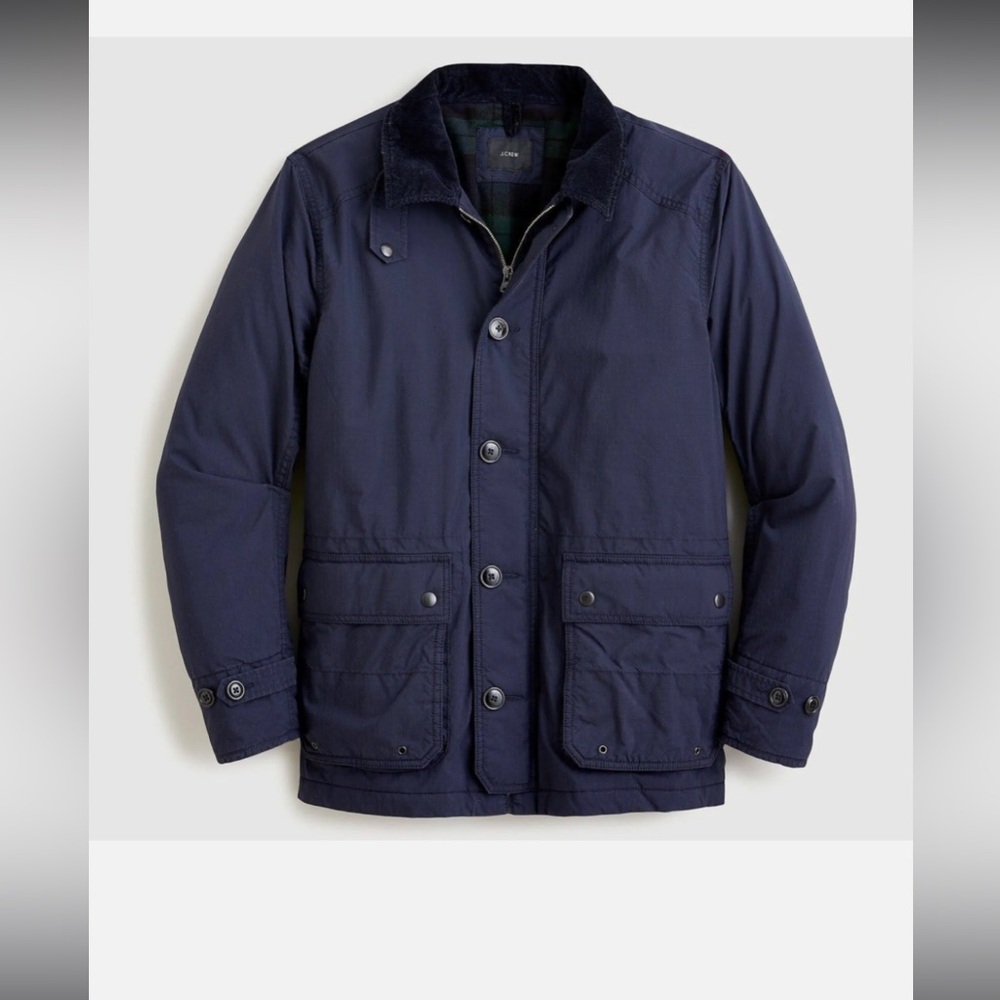 J. Crew Highland Skye Ripstop Primaloft Hunting Jacket Navy Blue Men SMALL